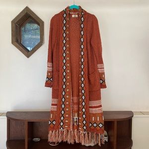 Long open cardigan